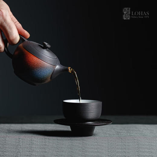 【样品特惠4折，无原包装仅1套，无货退款】陆宝高档彩釉茶具茶壶茶盘 宇宙星河环宇 家用客厅整套功夫茶具套装（1壶1海4杯） 商品图5