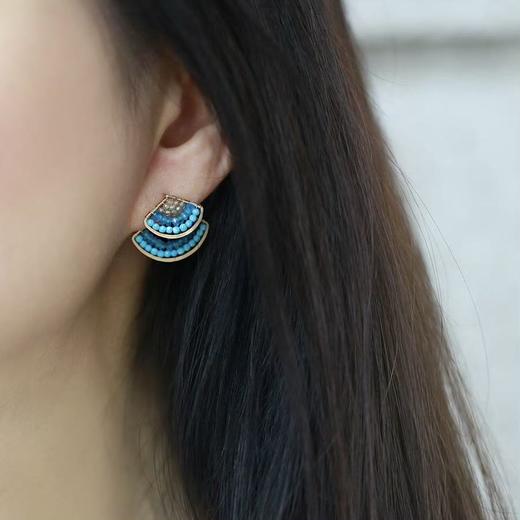 SpoiledBrat Jewelry扇形系列 | 绿松石 斜长石前后百搭叠戴耳钉 商品图6