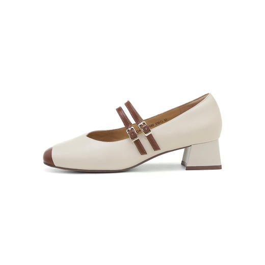 西村名物2024年秋季新款舒适平底系带玛丽珍浅口单鞋X24CE37731 商品图6