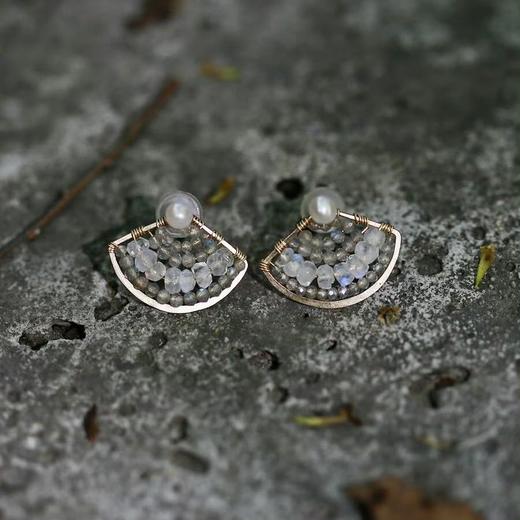 SpoiledBrat Jewelry扇形系列 | 绿松石 斜长石前后百搭叠戴耳钉 商品图4