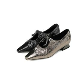 西村名物2024年秋季新款舒适平底系带时尚尖头浅口单鞋X24CE38191