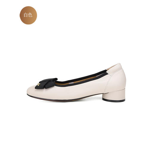 西村名物2024年秋季新款舒适平底蝴蝶结饰扣浅口单鞋X24AE36968 商品图2