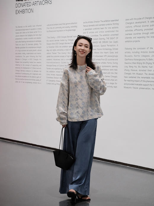  瑕疵|STJINGx凯喜雅x故宫|千里江山玥升阔腿裤-青雀头黛[特价品] 商品图0