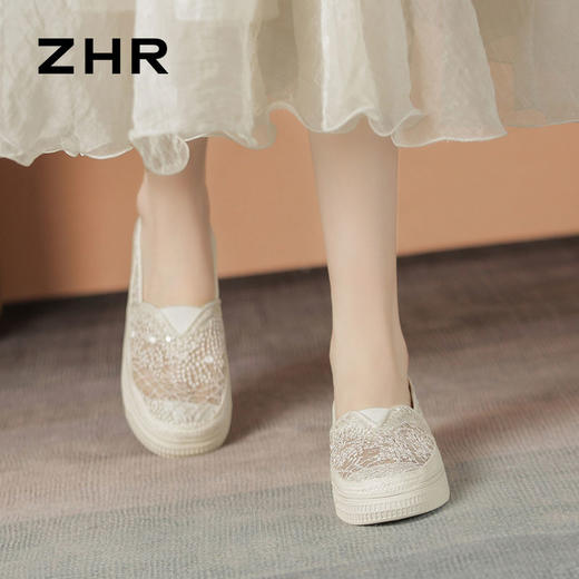 ZHR则则厚底渔夫鞋女2024夏季新款网纱透气女鞋一脚蹬软底单鞋女 商品图7