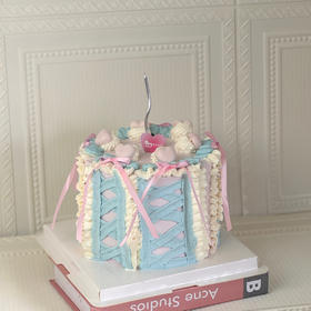 加高款蓝粉芭蕾风生日蛋糕( 百分百进口动物奶油）