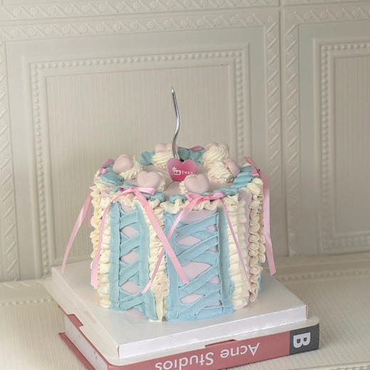 加高款蓝粉芭蕾风生日蛋糕( 百分百进口动物奶油） 商品图0