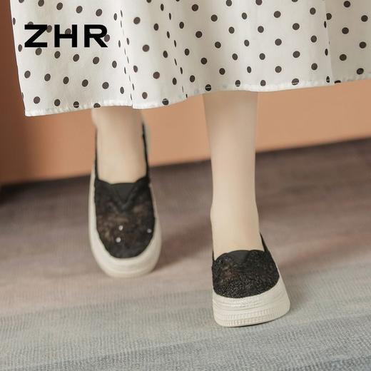 ZHR则则厚底渔夫鞋女2024夏季新款网纱透气女鞋一脚蹬软底单鞋女 商品图4