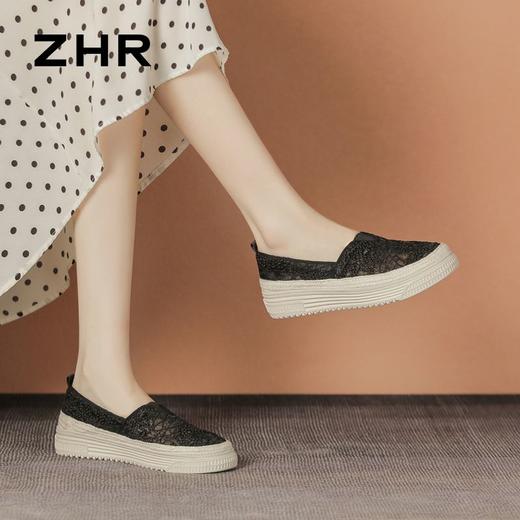 ZHR则则厚底渔夫鞋女2024夏季新款网纱透气女鞋一脚蹬软底单鞋女 商品图5