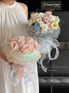 七夕情人节鲜花花束包花纸水母幻彩膜防水