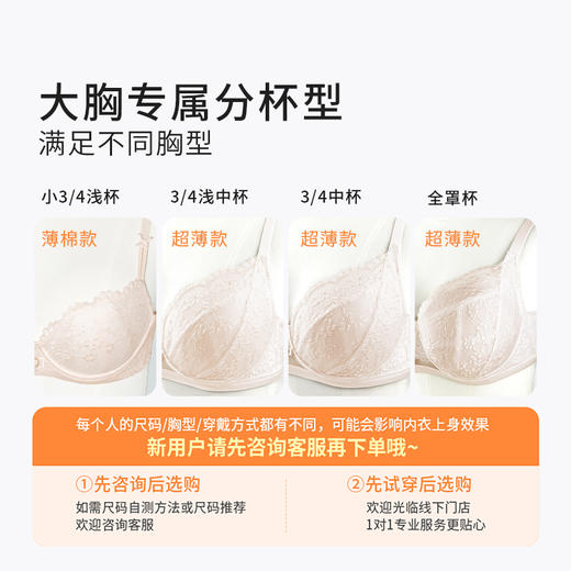 奶糖派大胸显小内衣颜值珍珠系列超薄透气精致蕾丝上托大杯文胸女 商品图4
