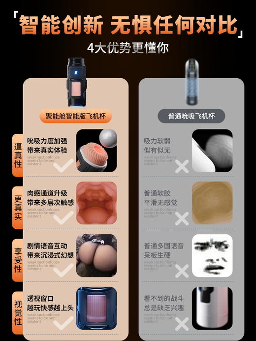 【S学姐社群专享福利直播】Easy Live 智能版聚能仓飞机杯app语音交互伸缩震动训练器【极速私密发货】 商品图3