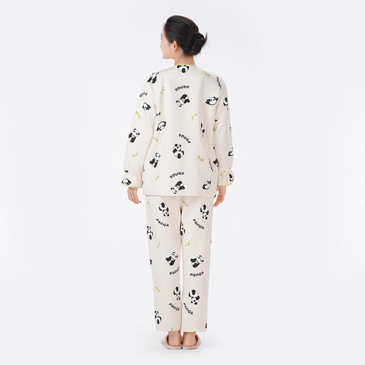 都市丽人睡衣快乐妈咪长袖家居服夹层厚女士半边绒套装LHT1R9 商品图3