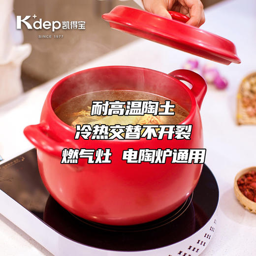 凯得宝K+dep日本砂锅炖锅 陶瓷煲汤锅煲仔饭 大小沙锅 明火耐高温汤煲深锅5-8人可用 6.5L 商品图3