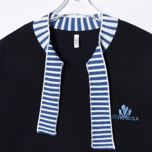 T1234夏季新款条纹拼接印花男士短袖潮流休闲上衣百搭时尚T恤 商品图2