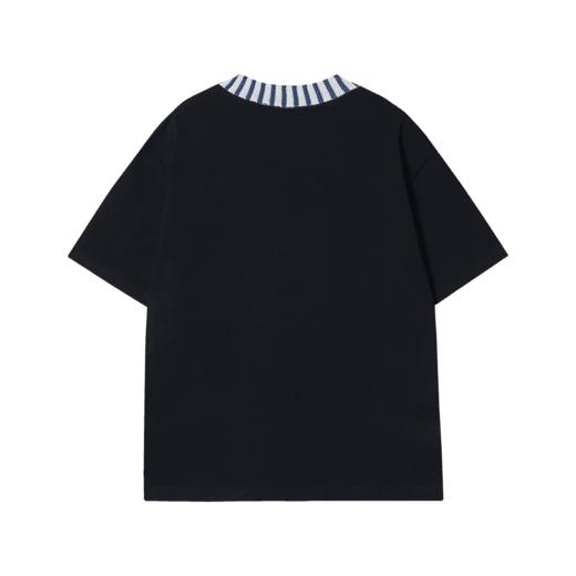 T1234夏季新款条纹拼接印花男士短袖潮流休闲上衣百搭时尚T恤 商品图5