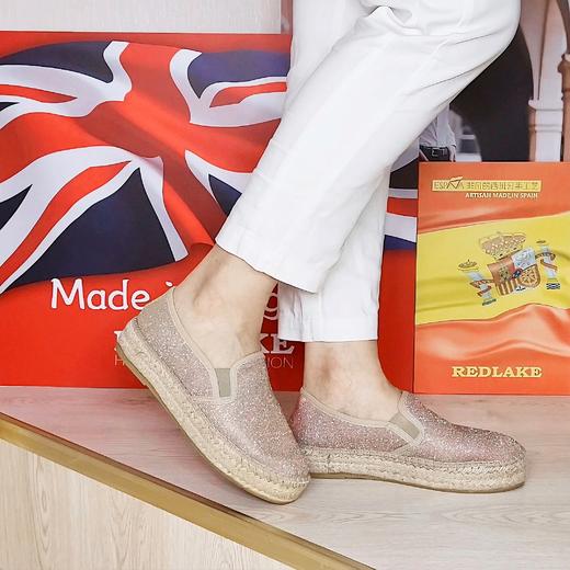 断码特价41码--西班牙原产手工制作时尚超舒适草编鞋休闲鞋2001S-裸粉色 商品图8