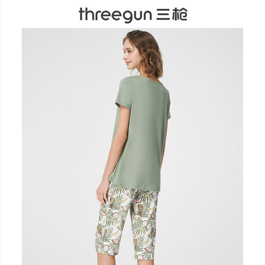 Threegun三枪 【舒肤棉】圆领短袖中裤女士家居套家居服-81708D911 商品图3