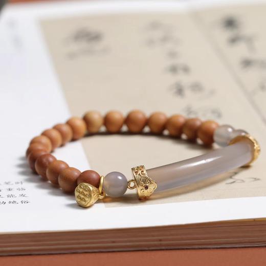 半生烟紫。奶香檀小木双拼单圈手串 新中式国风时尚 商品图2