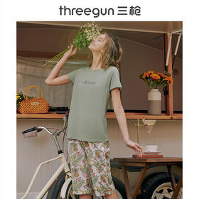 Threegun三枪 【舒肤棉】圆领短袖中裤女士家居套家居服-81708D911