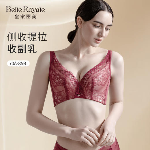 皇家丽美内衣女小胸聚拢无钢圈调整型收副乳上托内衣性感蕾丝加宽肩带美背文胸WWJ021-3 商品图1