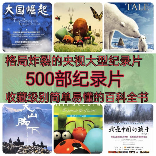 500部央视推荐高分纪录片+1500部国语动画+187部英语动画片 商品图0