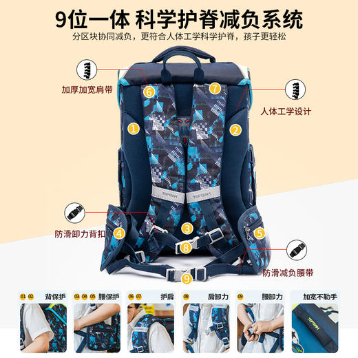 千千圈 儿童小学生书包分区收纳护脊减压减负双肩背包小童书包 商品图4