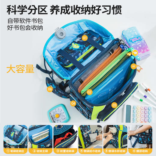 千千圈 儿童小学生书包分区收纳护脊减压减负双肩背包小童书包 商品图3