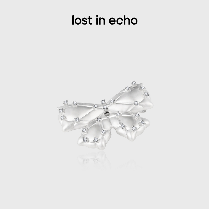 [福利价]lost in echo2024秋季新款高级银色膨胀蝴蝶结侧边发夹头饰发卡女