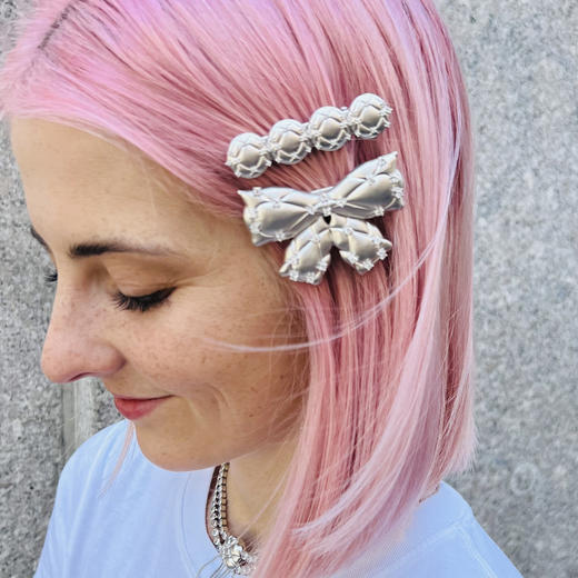 [福利价]lost in echo2024秋季新款高级银色膨胀蝴蝶结侧边发夹头饰发卡女 商品图4