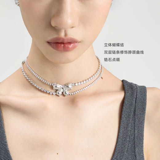 [福利价]lost in echo2024秋季新款膨胀蝴蝶结枕头双层银色chocker项链女 商品图1
