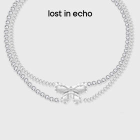 [福利价]lost in echo2024秋季新款膨胀蝴蝶结枕头双层银色chocker项链女