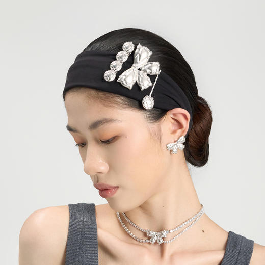 [福利价]lost in echo2024秋季新款高级银色膨胀蝴蝶结侧边发夹头饰发卡女 商品图1