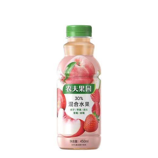 农夫果园30%混合果汁 桃子苹果芭乐树莓草莓 饮料450ml 商品图1