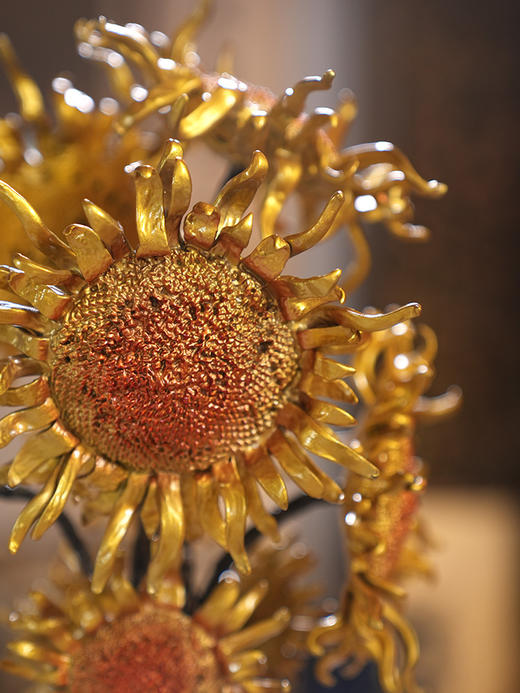 朱炳仁铜 燃烧的向日葵文创版家居玄关装饰电视柜桌面艺术摆件 商品图3