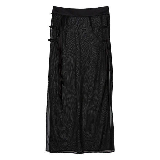 西嘉新中式醋酸网纱高腰气质拼接直筒叠穿半裙 商品图4