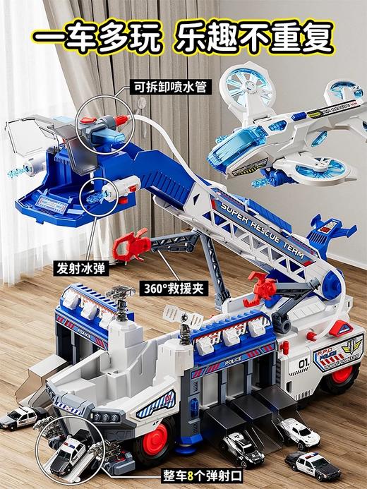 小演员多功能救援消防车飞机声光喷水弹射竞速轨道男童礼物小演员 商品图4