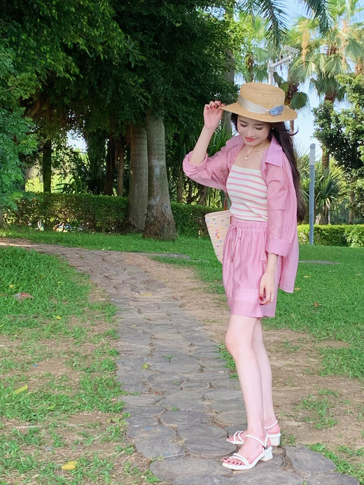 【百图lulu定制】【氧气天丝三件套】清凉天丝防晒 天丝+吊带+短裤三件套 商品图14