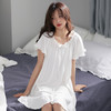 芬腾睡裙女夏纯棉甜美圆领套头家居服全棉白色短袖中裙换季春夏款 商品缩略图0