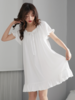 芬腾睡裙女夏纯棉甜美圆领套头家居服全棉白色短袖中裙换季春夏款 商品缩略图1