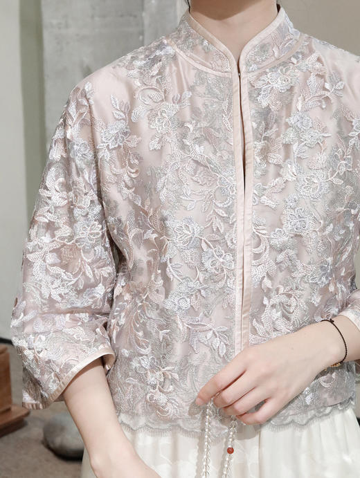 盛唐牡丹 |意大利进口蕾丝小立领外套 商品图1