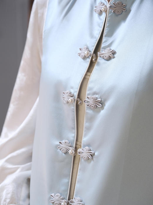 盛唐牡丹 |兰花纹真丝异色罗对襟马甲 商品图5