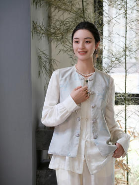 盛唐牡丹 |兰花纹真丝异色罗对襟马甲