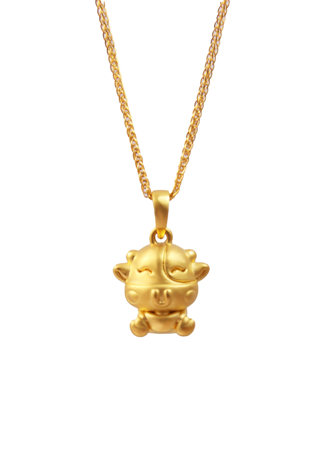 黄金十二生肖小牛吊坠