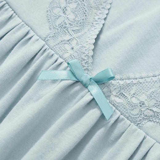 芬腾睡裙女士纯棉短袖夏季薄款中长裙休闲睡衣宽松大码全棉家居服 商品图3