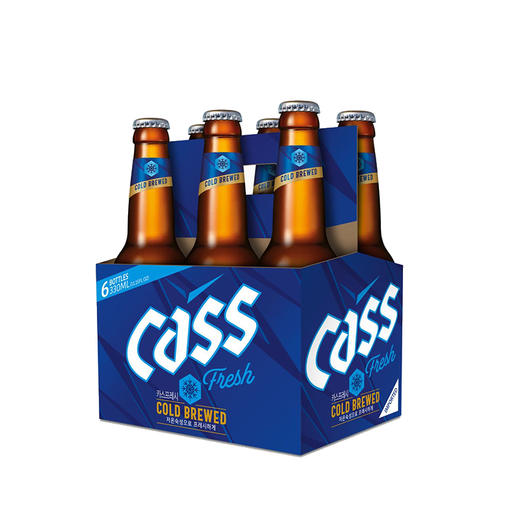 韩国进口cass啤酒凯狮啤酒原味啤酒330ml*6瓶/组 玻璃瓶装 商品图1