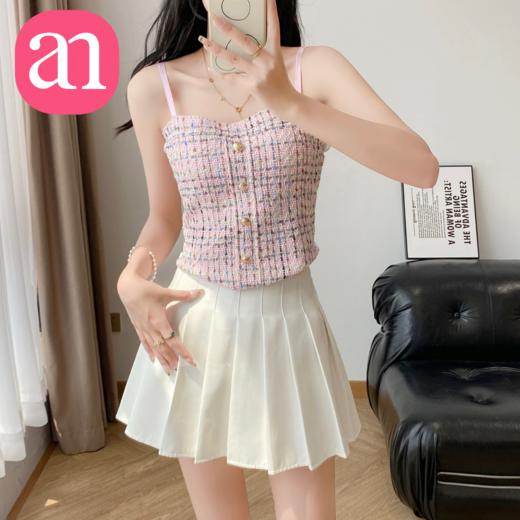 【特价29】气质小香风吊带背心夏辣妹性感短款内搭带胸垫可外穿纯欲吊带上衣   15194040 商品图1