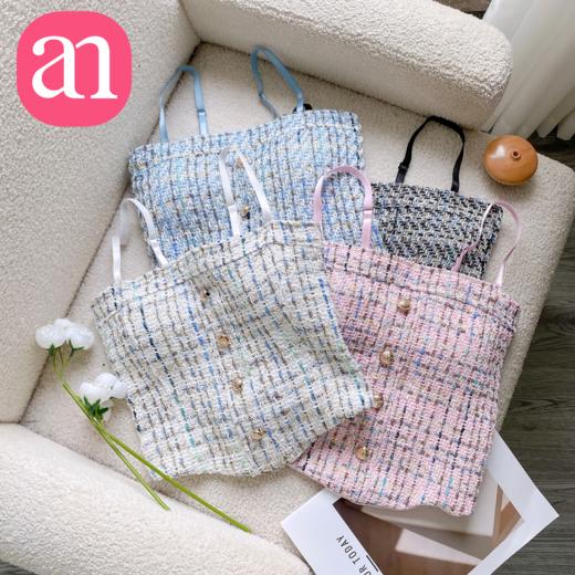 【特价29】气质小香风吊带背心夏辣妹性感短款内搭带胸垫可外穿纯欲吊带上衣   15194040 商品图5