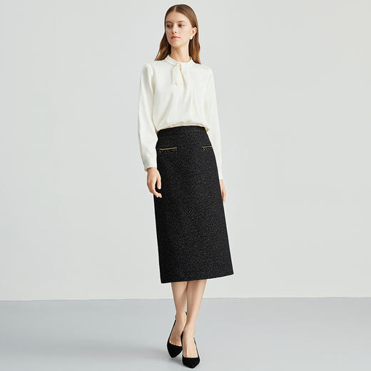 EITIE爱特爱千金感小香风高腰包臀显瘦过膝半身裙秋季新款C2406402 商品图1