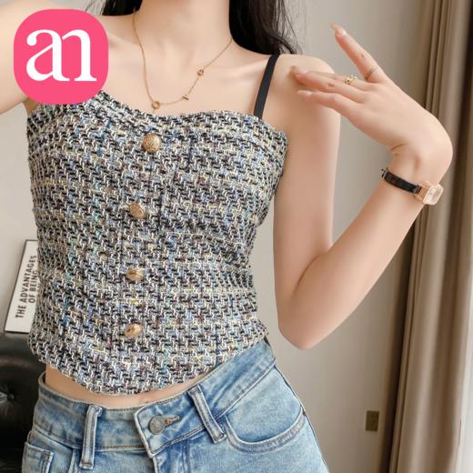 【特价29】气质小香风吊带背心夏辣妹性感短款内搭带胸垫可外穿纯欲吊带上衣   15194040 商品图2
