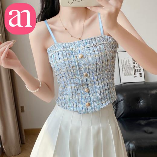 【特价29】气质小香风吊带背心夏辣妹性感短款内搭带胸垫可外穿纯欲吊带上衣   15194040 商品图0